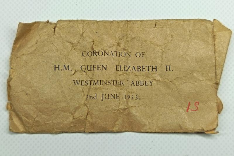Elizabeth II Coronation Commemorative Medal and Paper Packet of issue.