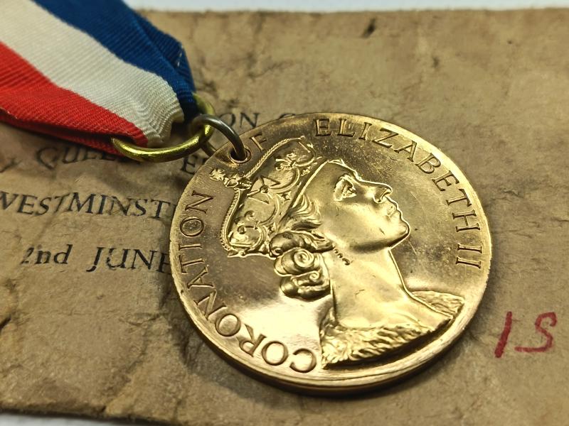 Elizabeth II Coronation Commemorative Medal and Paper Packet of issue.