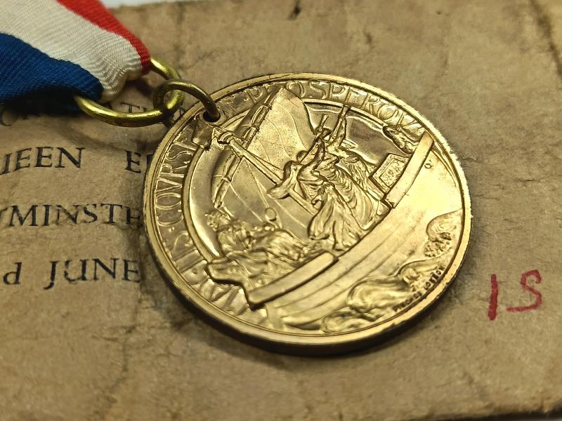 Elizabeth II Coronation Commemorative Medal and Paper Packet of issue.