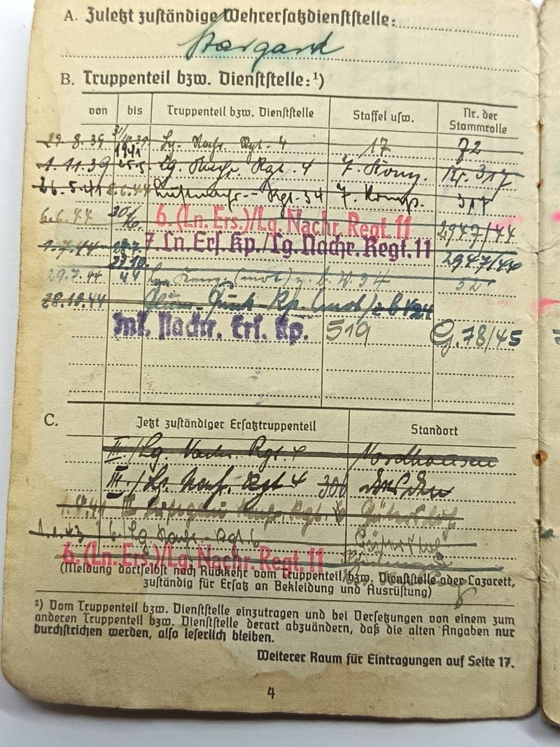 WW2 Luftwaffe Soldbuch. Nachr. Reg. 54. 1939/45.