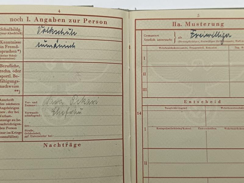 SS Prinz Eugen Wehrpass. 2/SS Wachbattalion Prag.