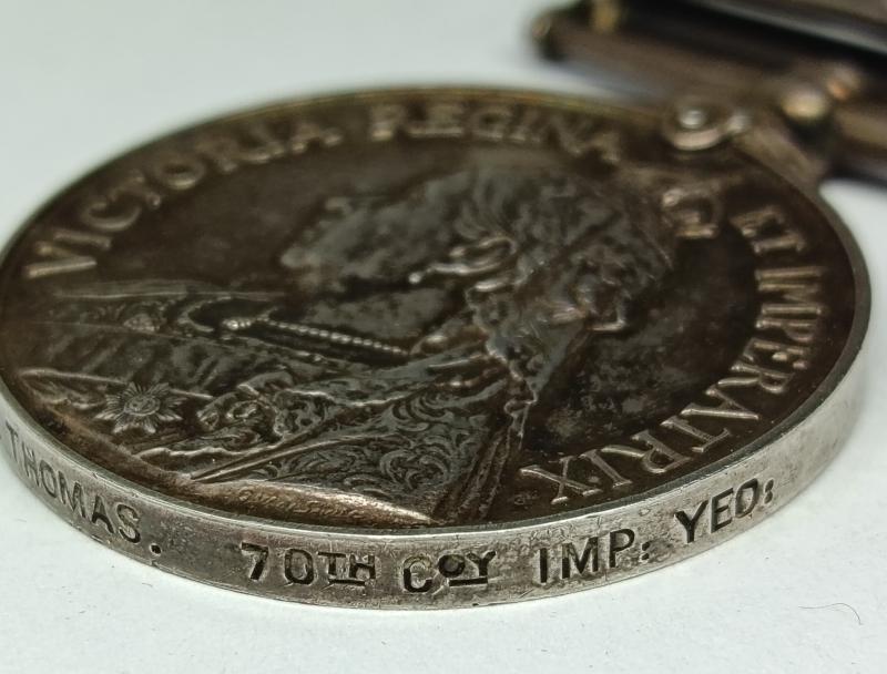 Victorian Queens South Africa Medal. 70th Company, Sharpshooter, Imperial Yeomanry. Cardiff?