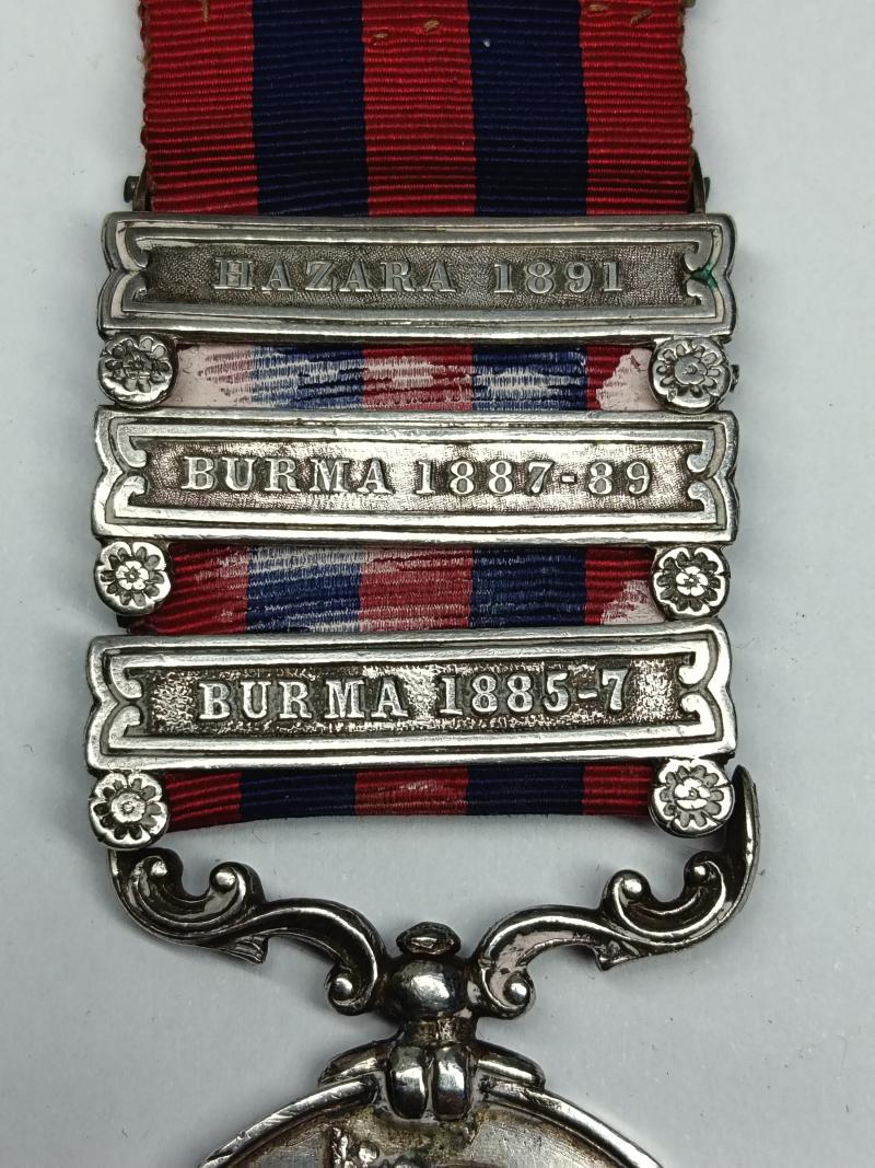 Victorian IGS medal with 3 Clasps including Hazara 1891. Cardiff?