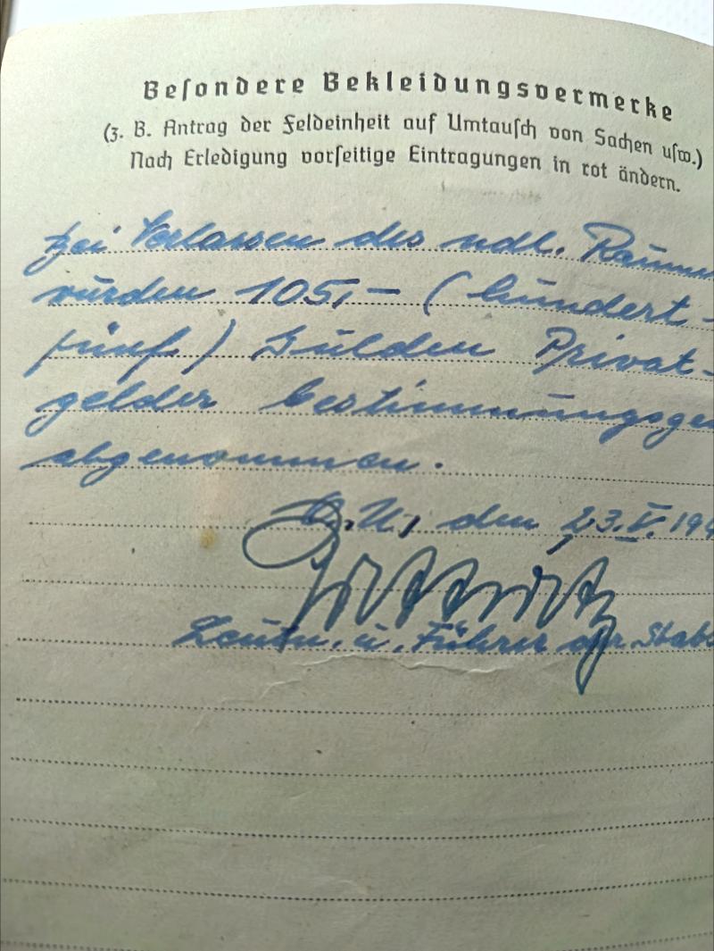 WW2 German Artillery Regiment Soldbuch and Wehrpass.