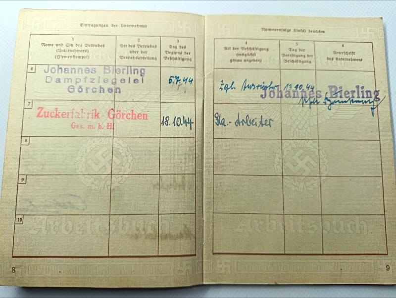 German Wartime Arbeitsbuch. Polish Underground Construction Worker. .