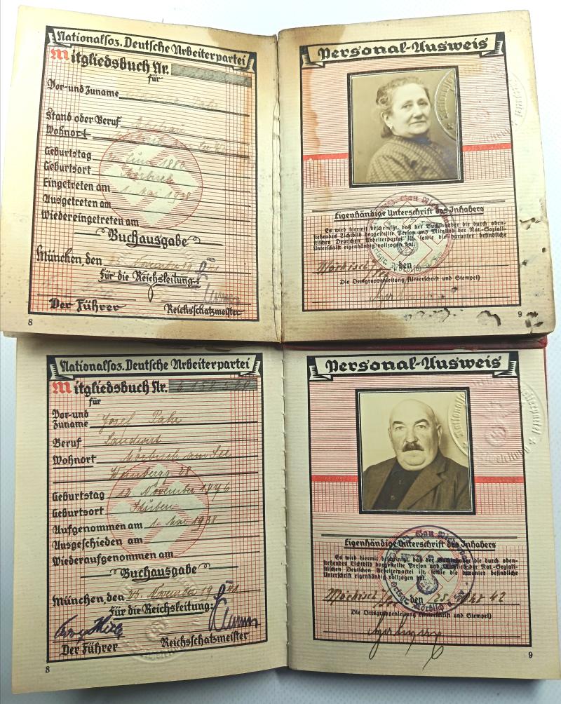 NSDAP Membership Books. Husband and Wife.